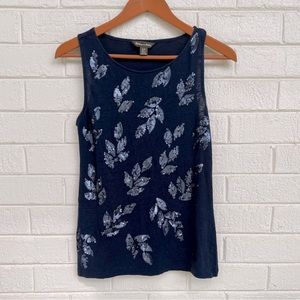 Tommy Bahama Navy Linen Sequin Tank